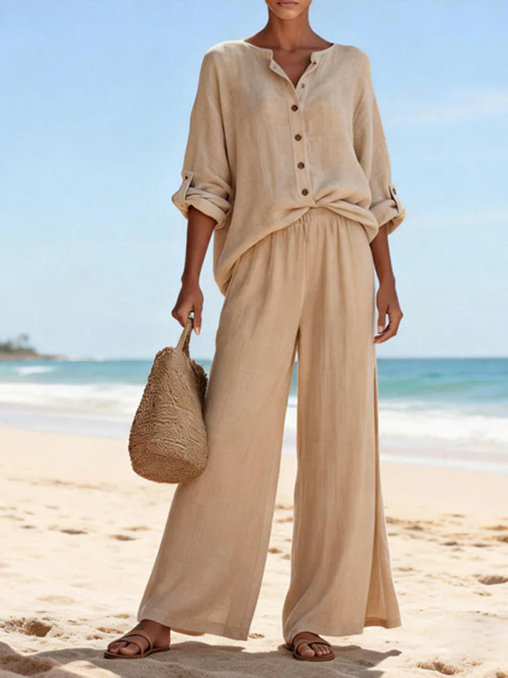 Lottie | Sophisticated Wide Leg Linen Pants Set