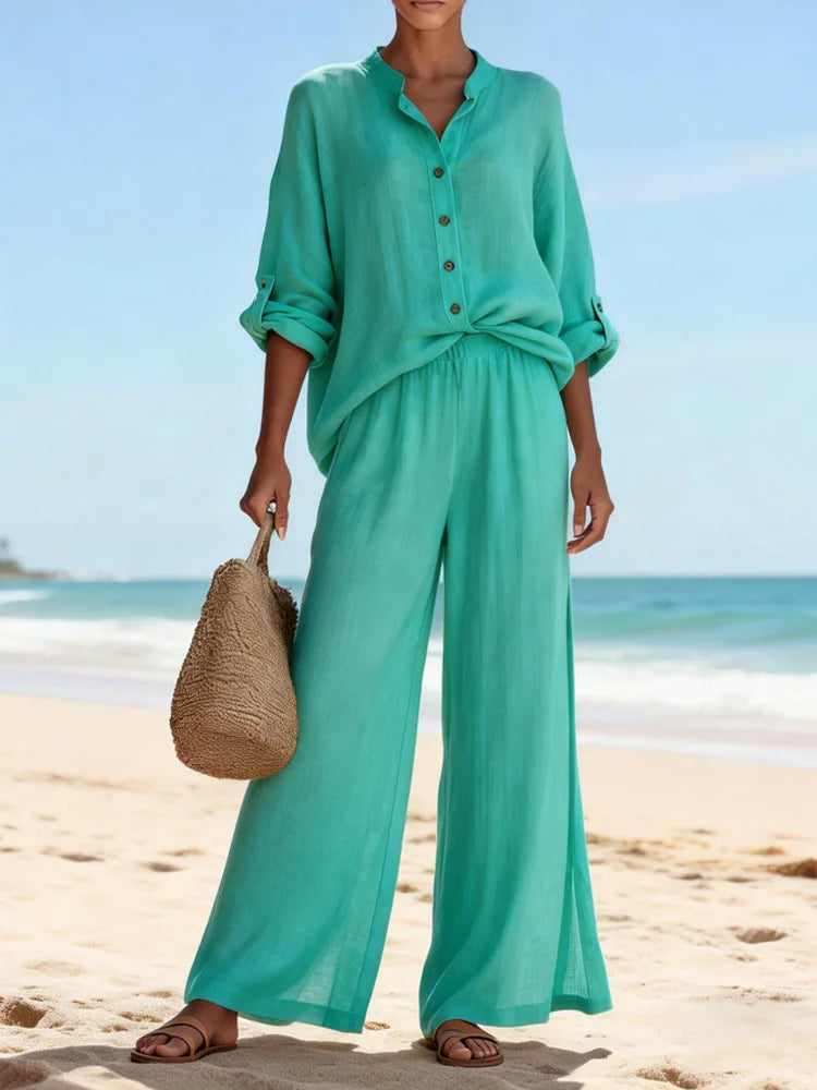 Lottie | Sophisticated Wide Leg Linen Pants Set