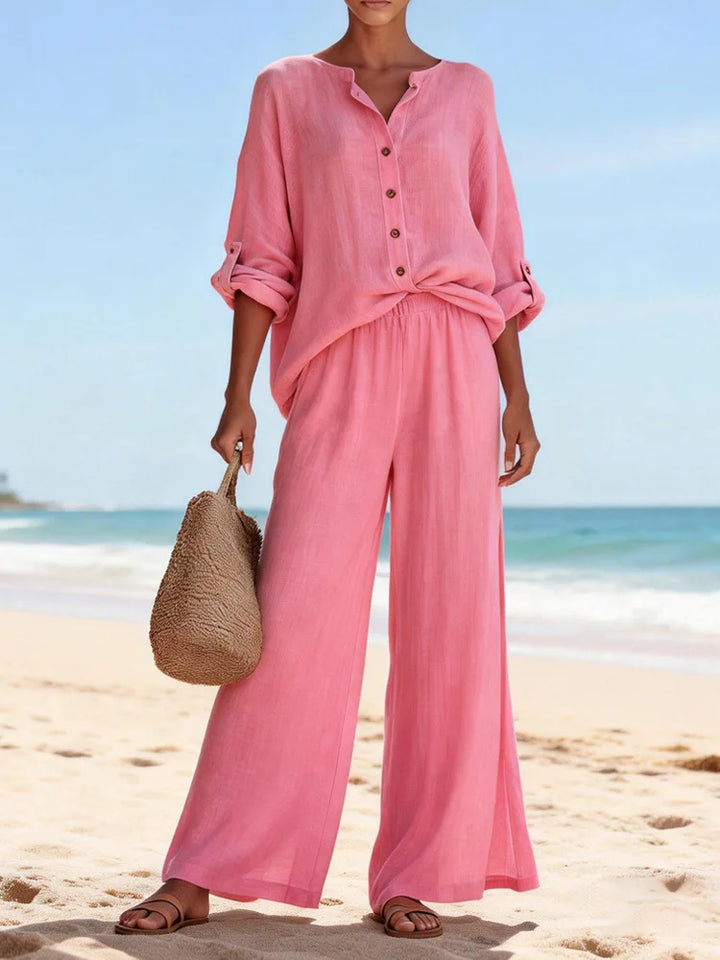 Lottie | Sophisticated Wide Leg Linen Pants Set