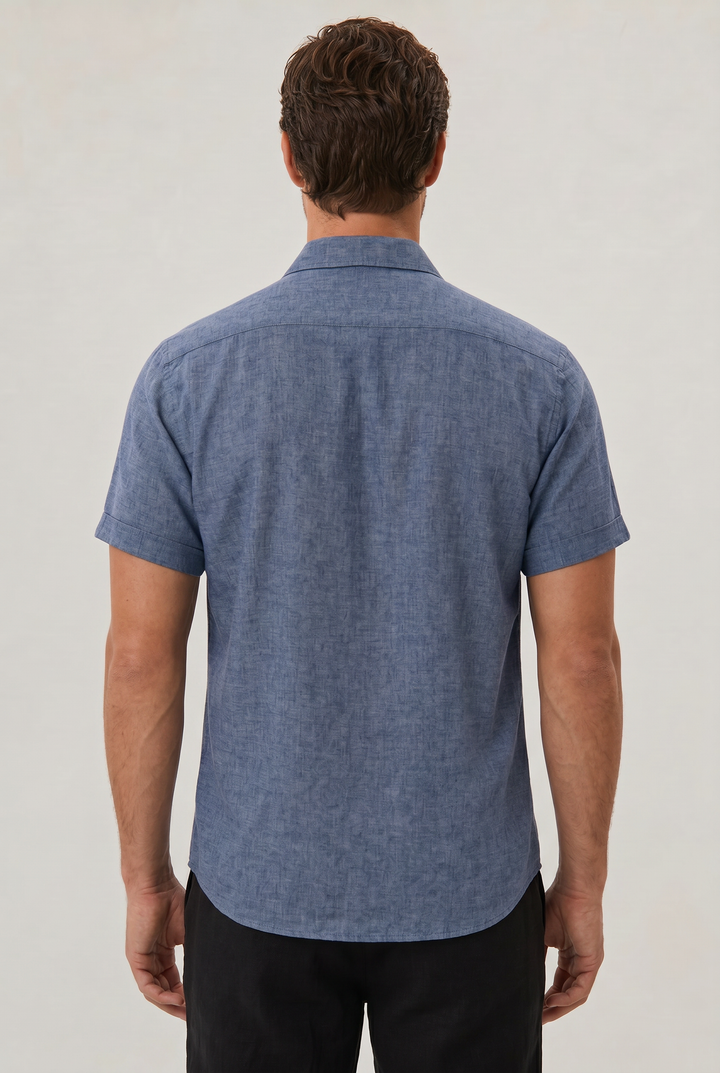 Luca | Stylish Textured Short Sleeve Linen Shirt
