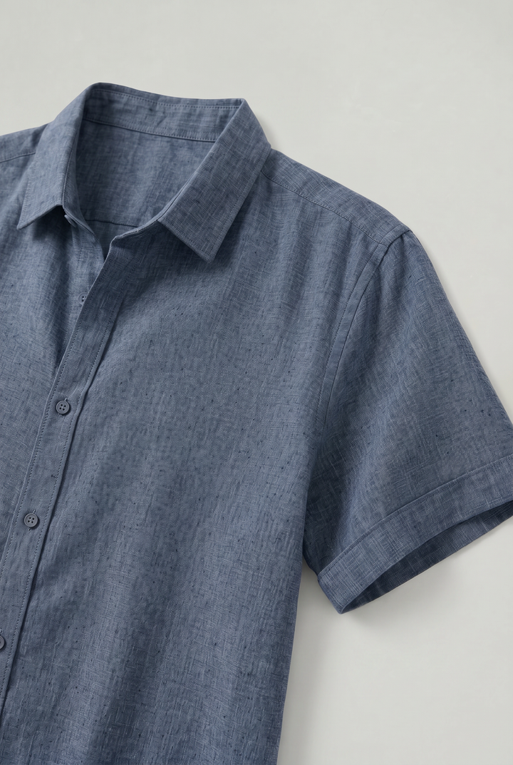 Luca | Stylish Textured Short Sleeve Linen Shirt