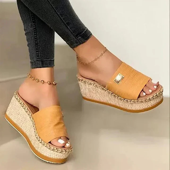 Lucy | Elegant Open Toe Espadrille Platform Wedges