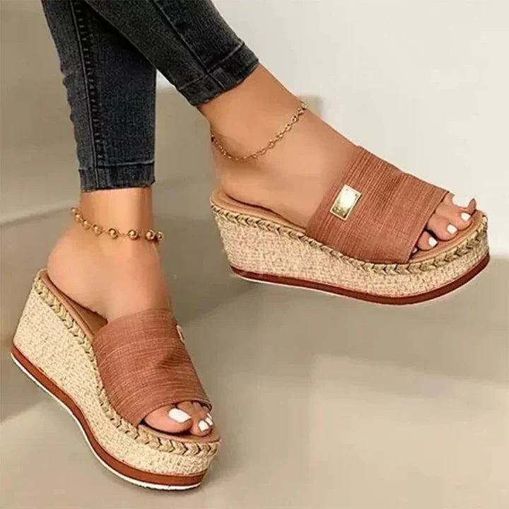 Lucy | Elegant Open Toe Espadrille Platform Wedges