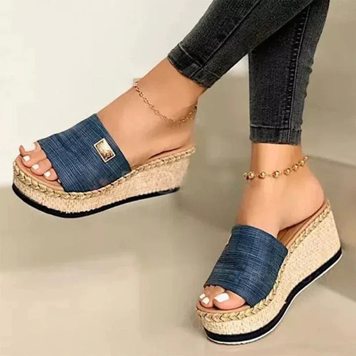 Lucy | Elegant Open Toe Espadrille Platform Wedges