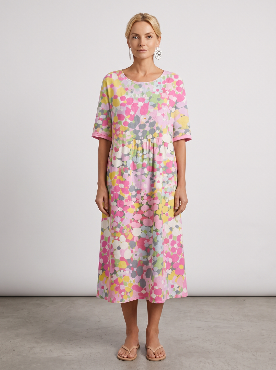 Lucy | Polished Floral Midi Summer Dress with Relaxed Fit