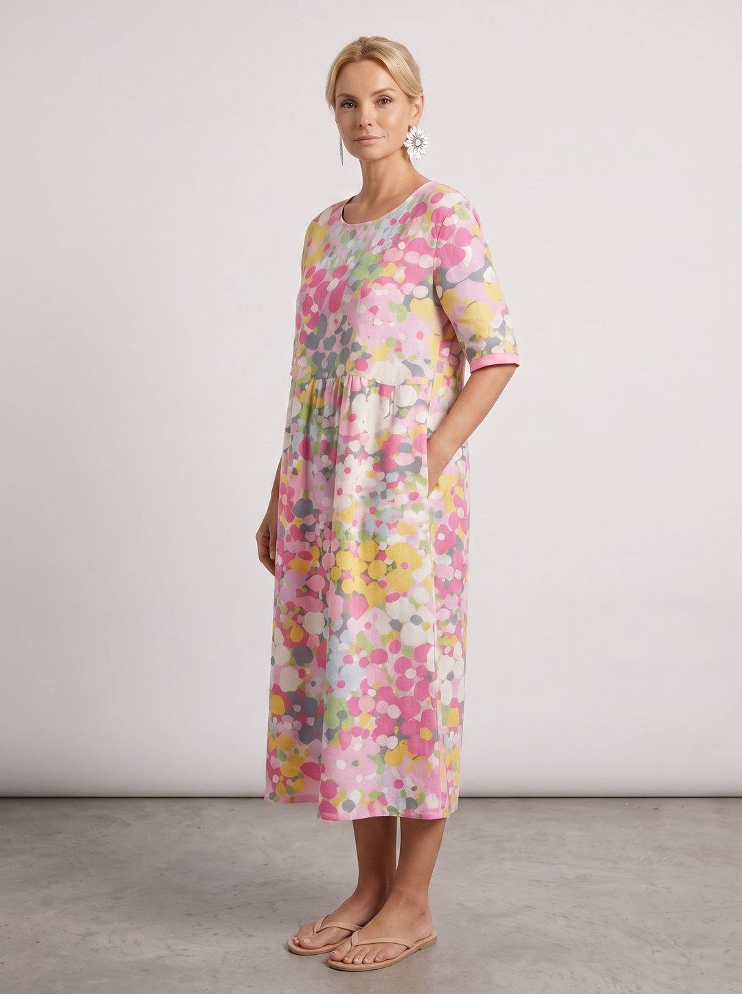Lucy | Polished Floral Midi Summer Dress with Relaxed Fit