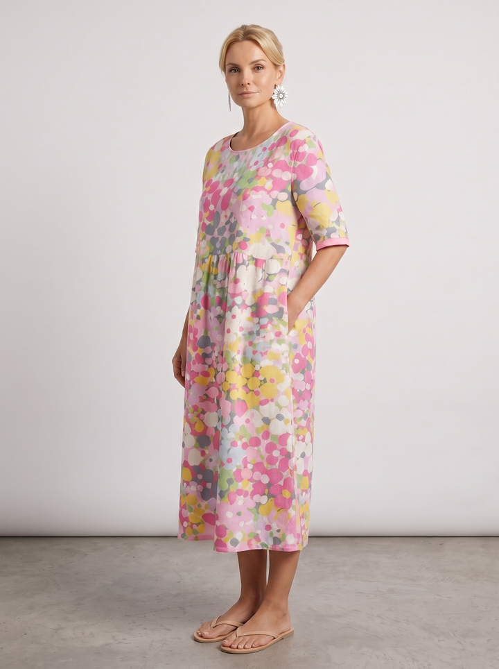 Lucy | Polished Floral Midi Summer Dress with Relaxed Fit