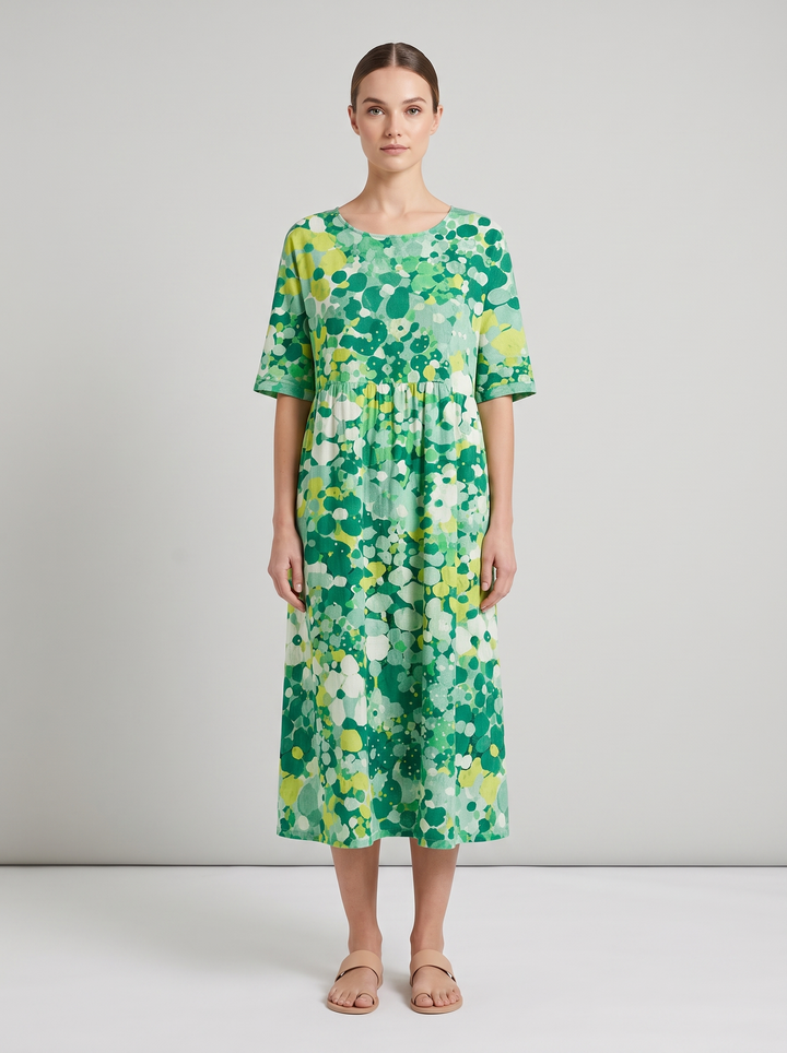 Lucy | Polished Floral Midi Summer Dress with Relaxed Fit