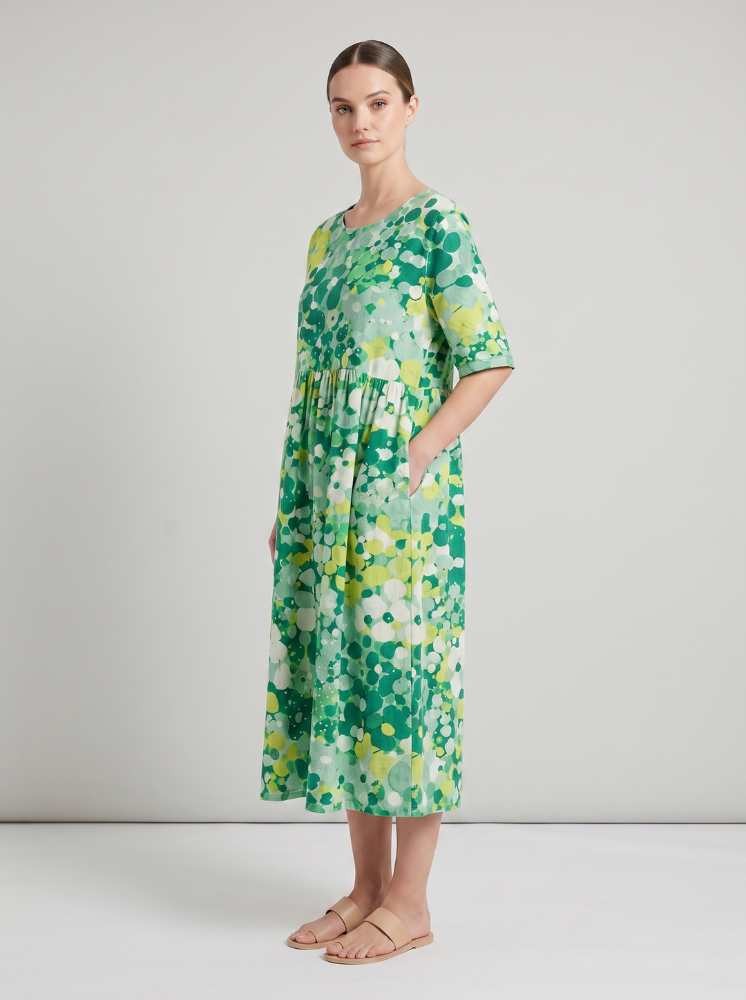 Lucy | Polished Floral Midi Summer Dress with Relaxed Fit