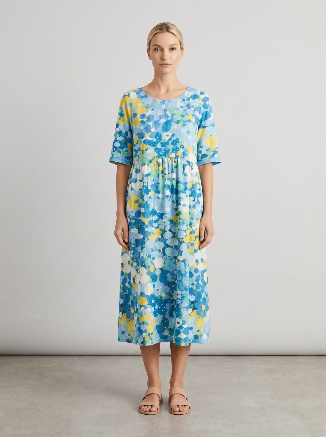 Lucy | Polished Floral Midi Summer Dress with Relaxed Fit