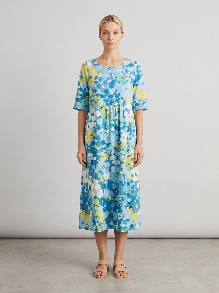 Lucy | Polished Floral Midi Summer Dress with Relaxed Fit