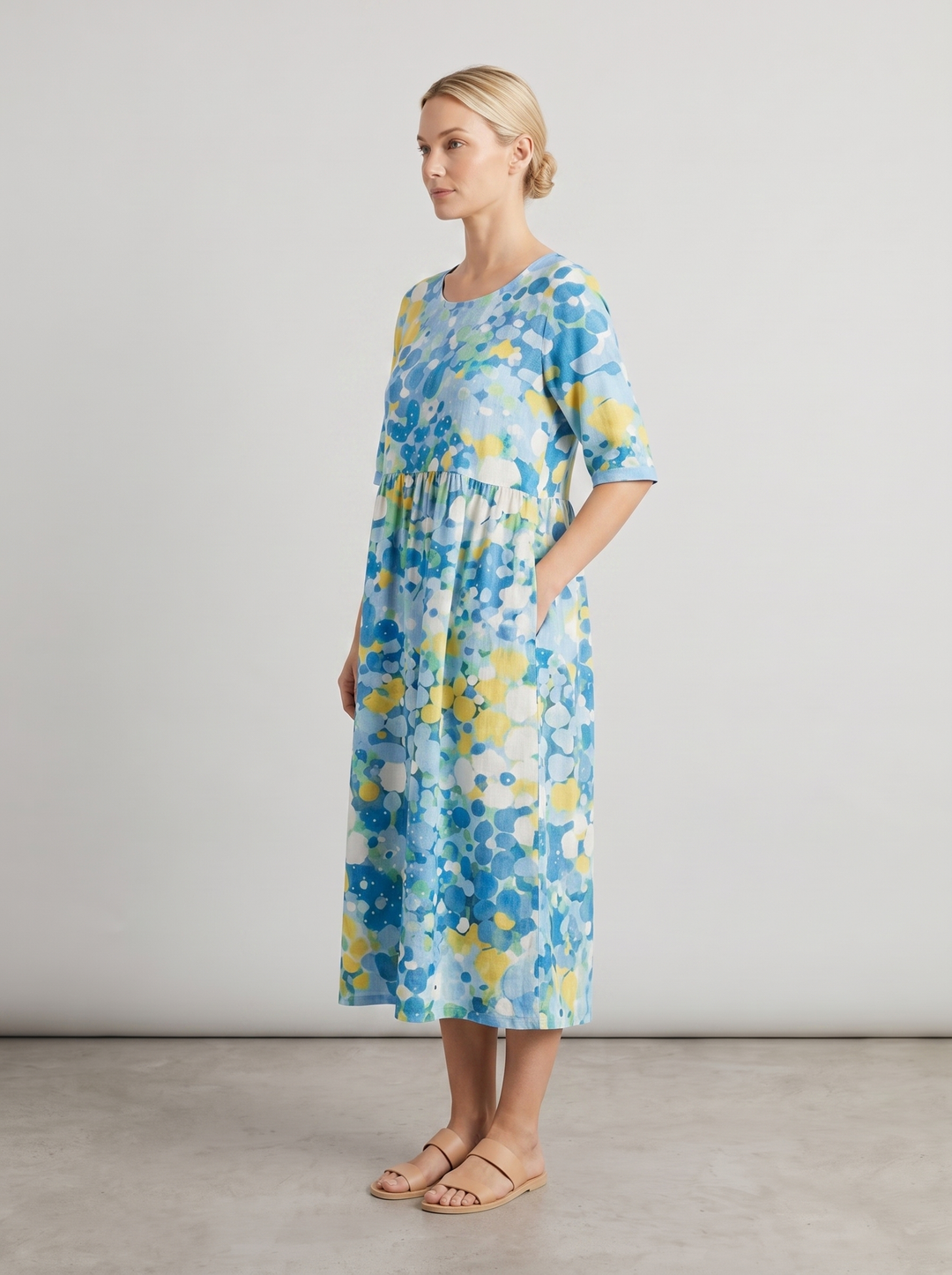 Lucy | Polished Floral Midi Summer Dress with Relaxed Fit