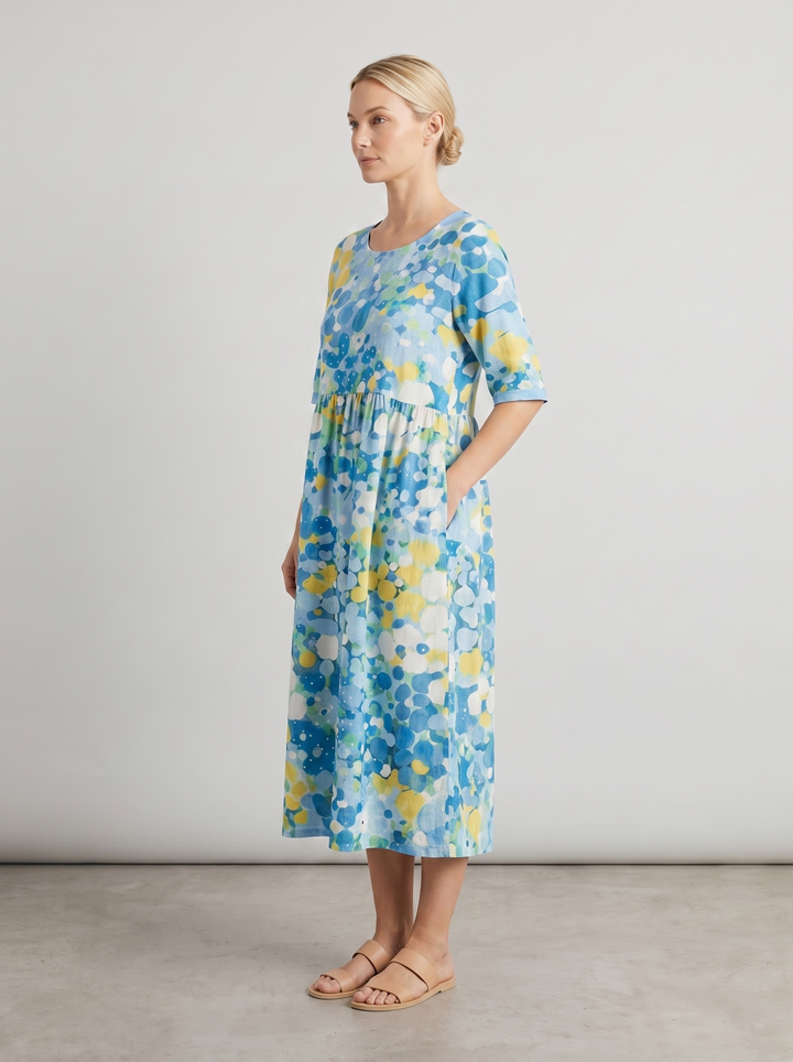 Lucy | Polished Floral Midi Summer Dress with Relaxed Fit