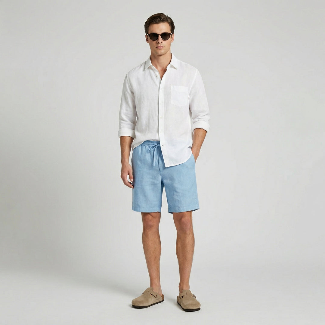Luka | Refined Linen Shorts with Drawstring Bermuda Fit
