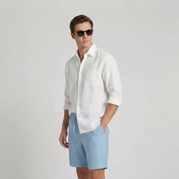 Luka | Refined Linen Shorts with Drawstring Bermuda Fit