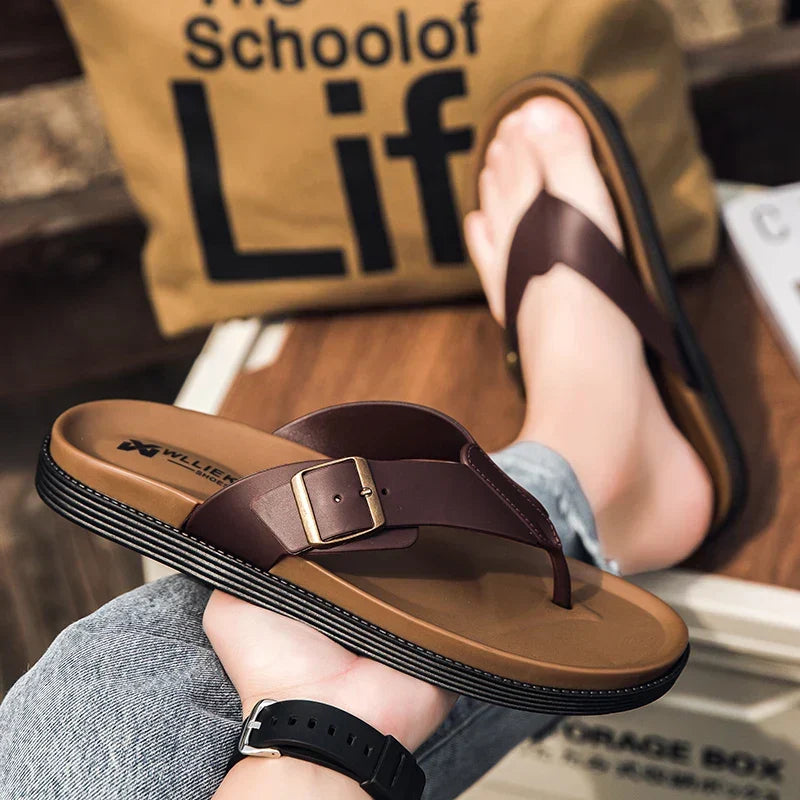 Luka | Stylish Buckle Thong Men Slides Sandals