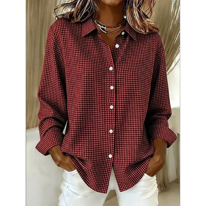 Luna | Polished Gingham Oversized Linen Shirt