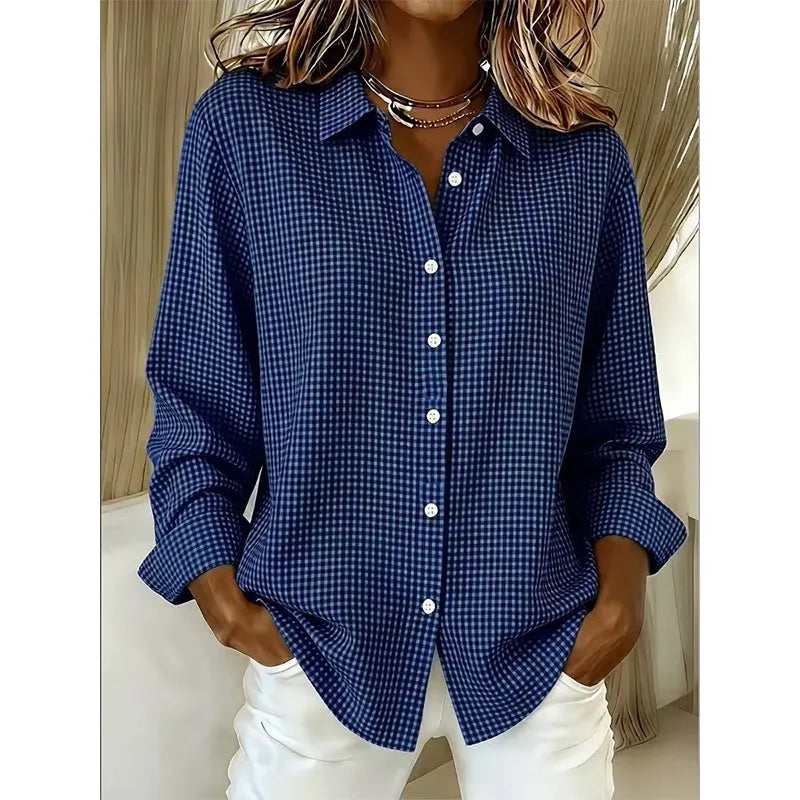 Luna | Polished Gingham Oversized Linen Shirt