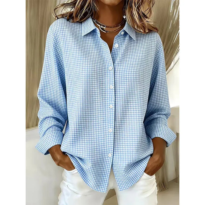 Luna | Polished Gingham Oversized Linen Shirt