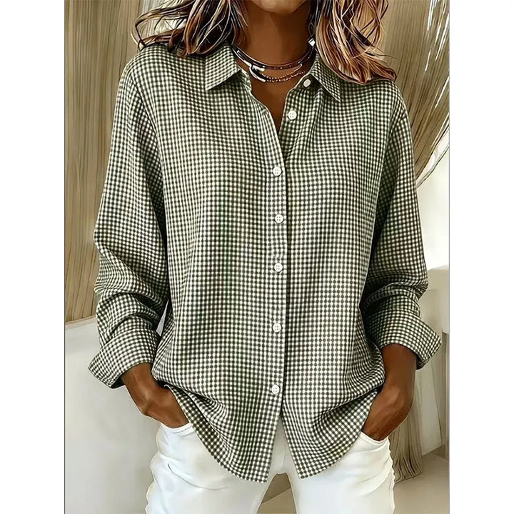 Luna | Polished Gingham Oversized Linen Shirt