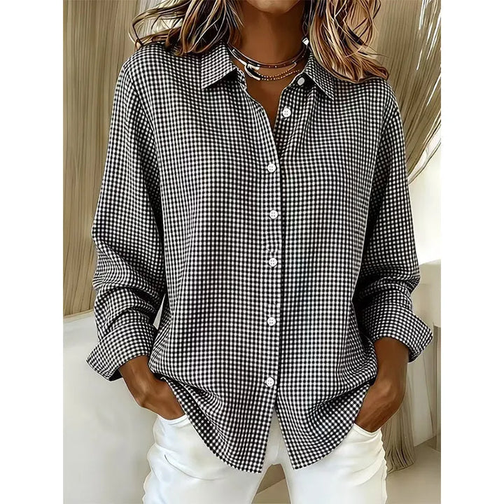 Luna | Polished Gingham Oversized Linen Shirt