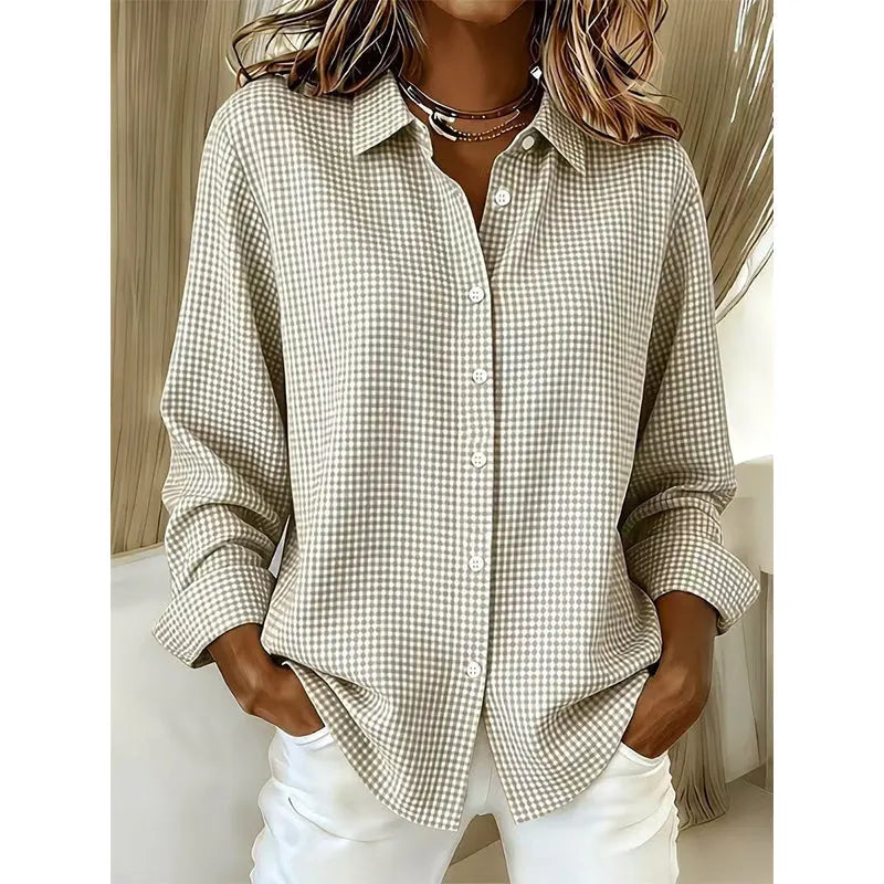 Luna | Polished Gingham Oversized Linen Shirt