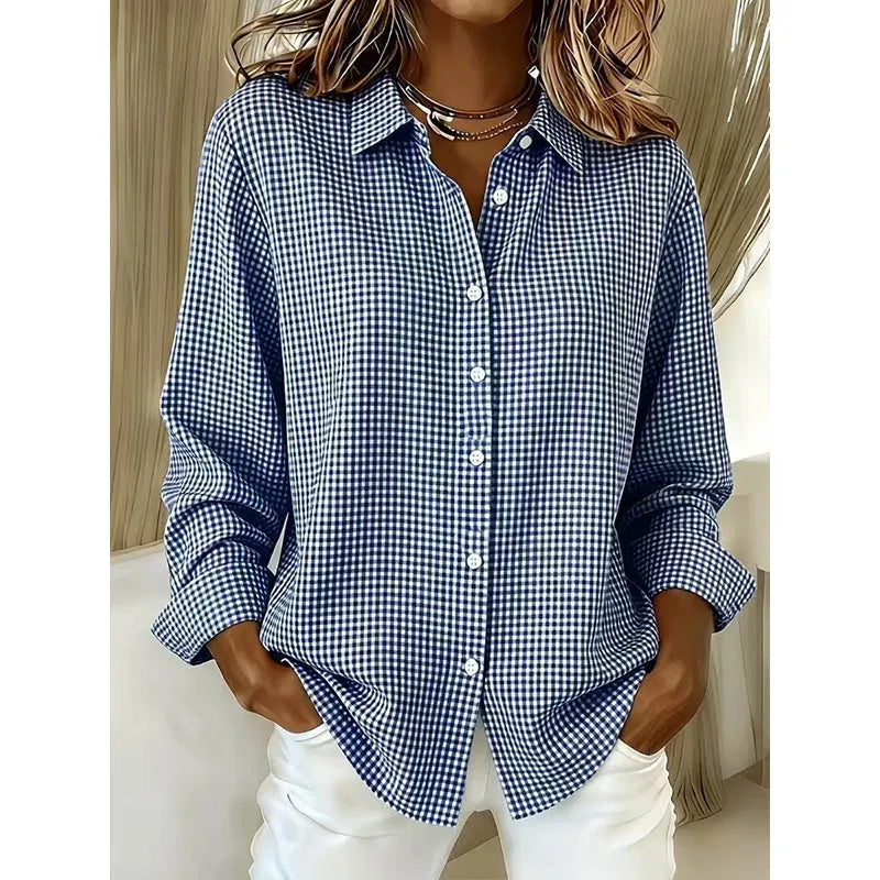 Luna | Polished Gingham Oversized Linen Shirt