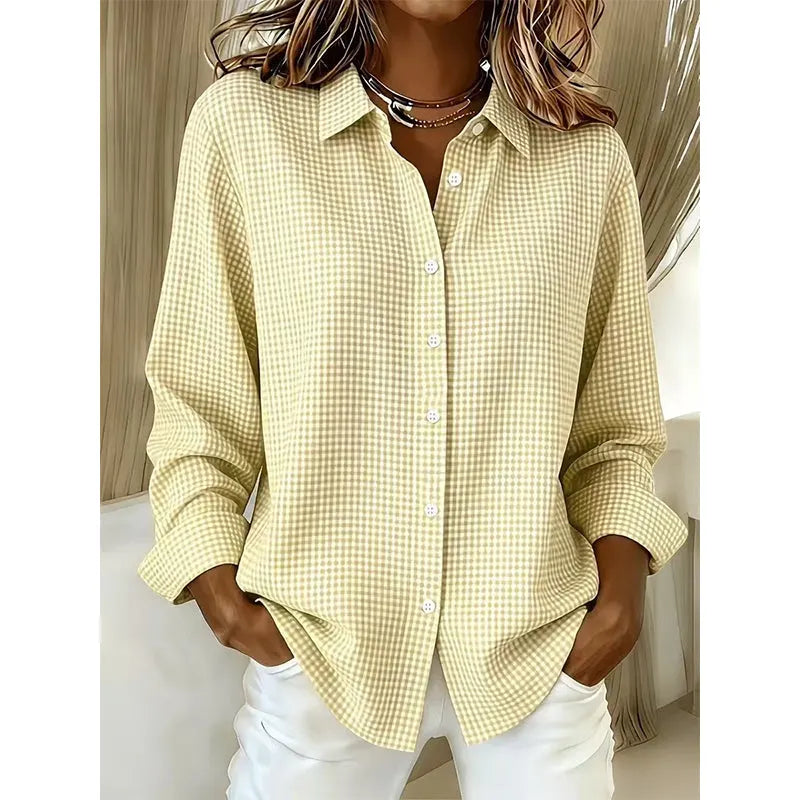 Luna | Polished Gingham Oversized Linen Shirt