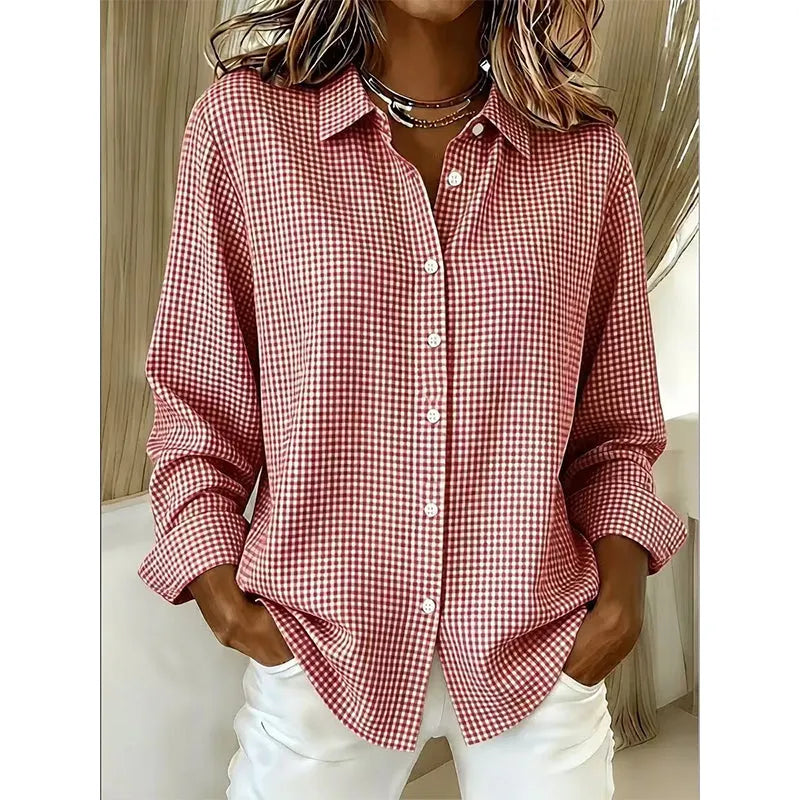 Luna | Polished Gingham Oversized Linen Shirt
