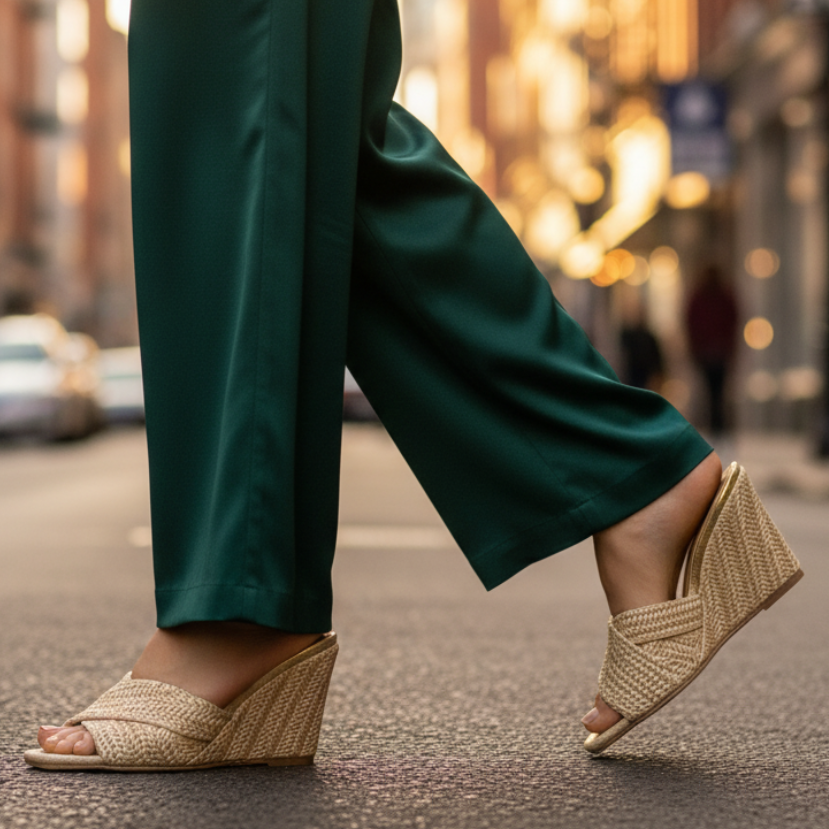 Luna | Stylish Woven Cross Strap Espadrille Wedges
