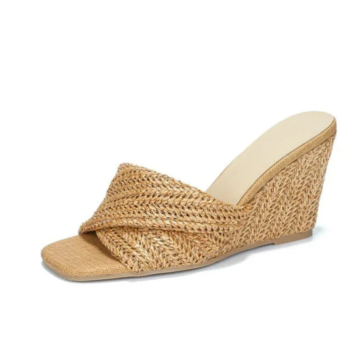 Luna | Stylish Woven Cross Strap Espadrille Wedges