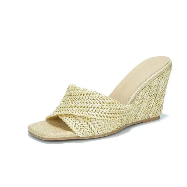 Luna | Stylish Woven Cross Strap Espadrille Wedges