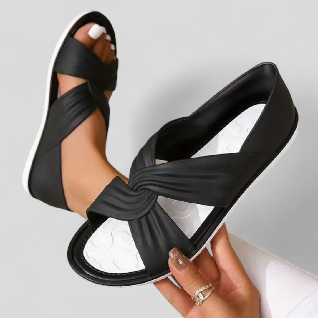 Lyla | Classic Cross Strap Open Toe Flat Sandals
