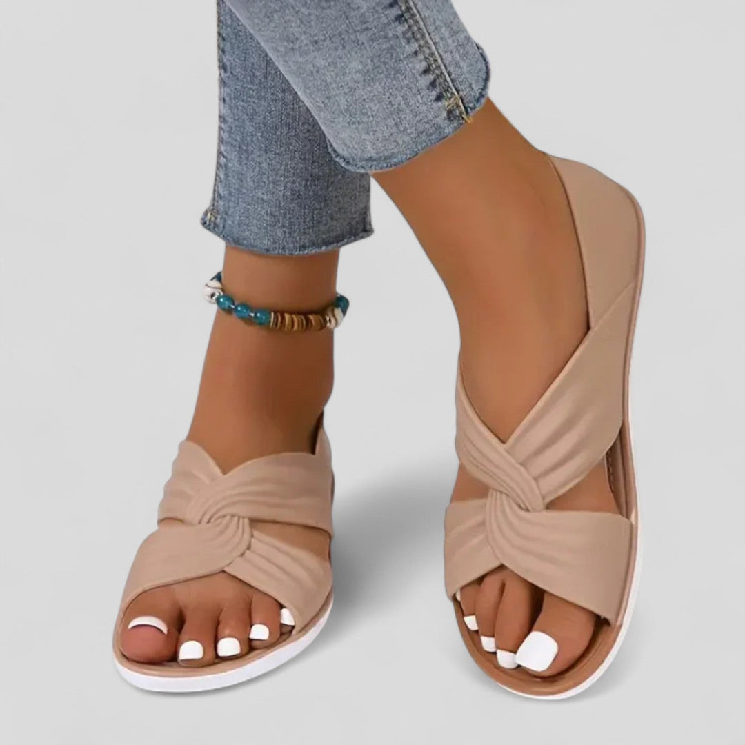 Lyla | Classic Cross Strap Open Toe Flat Sandals