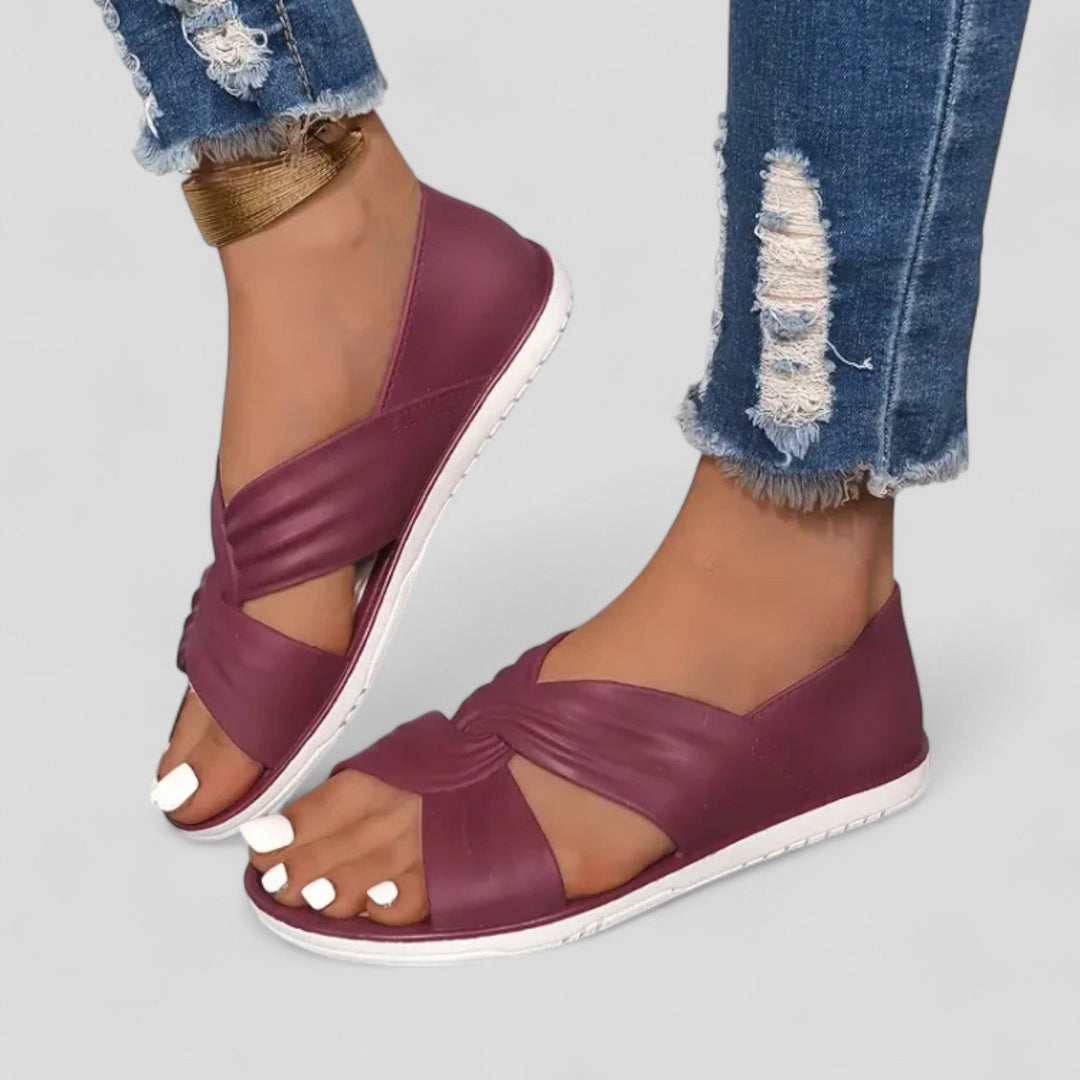 Lyla | Classic Cross Strap Open Toe Flat Sandals