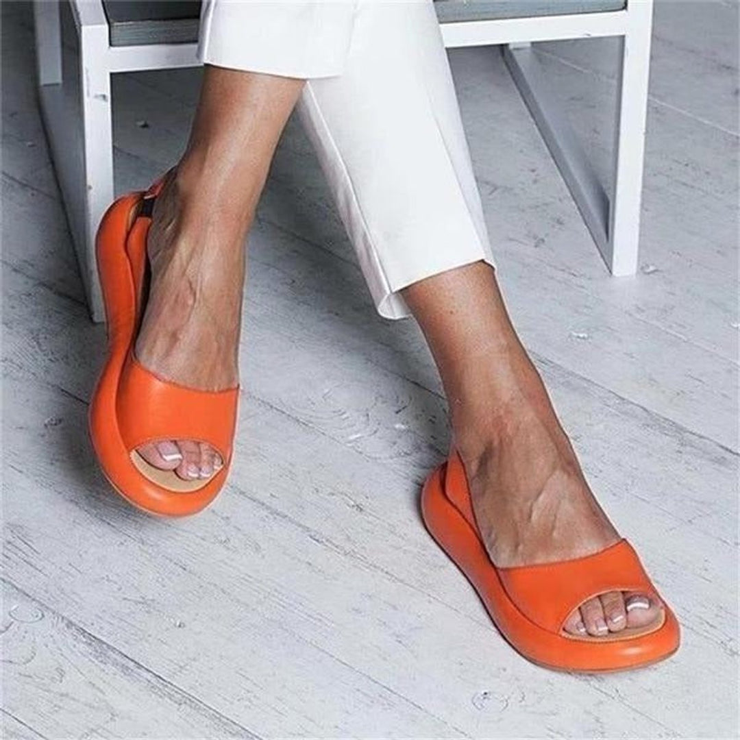 Lyla | Elegant Peep-Toe Slingback Flat Sandals