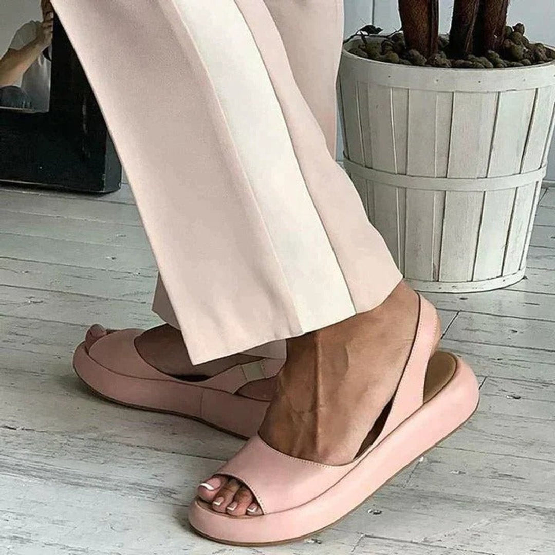 Lyla | Elegant Peep-Toe Slingback Flat Sandals