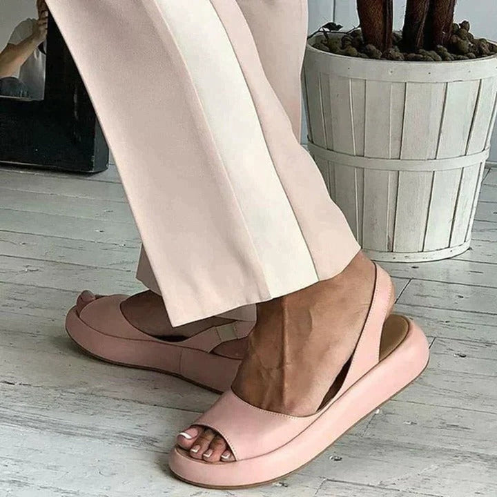 Lyla | Elegant Peep-Toe Slingback Flat Sandals