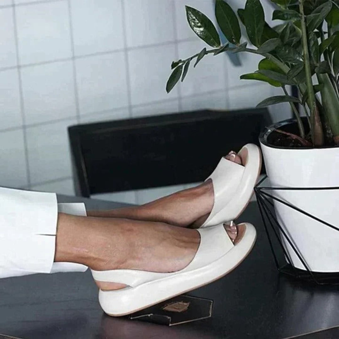 Lyla | Elegant Peep-Toe Slingback Flat Sandals