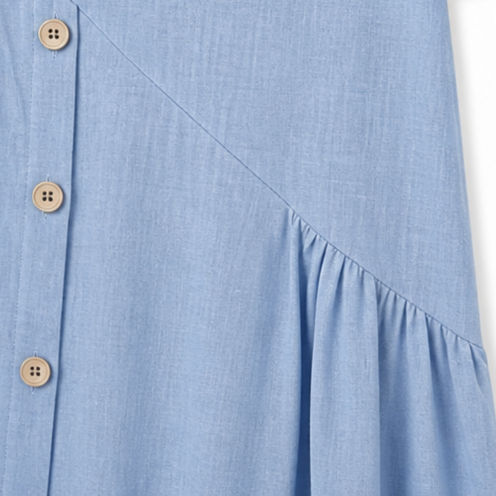 Lyla | Graceful Asymmetric Button Midi Linen Dress
