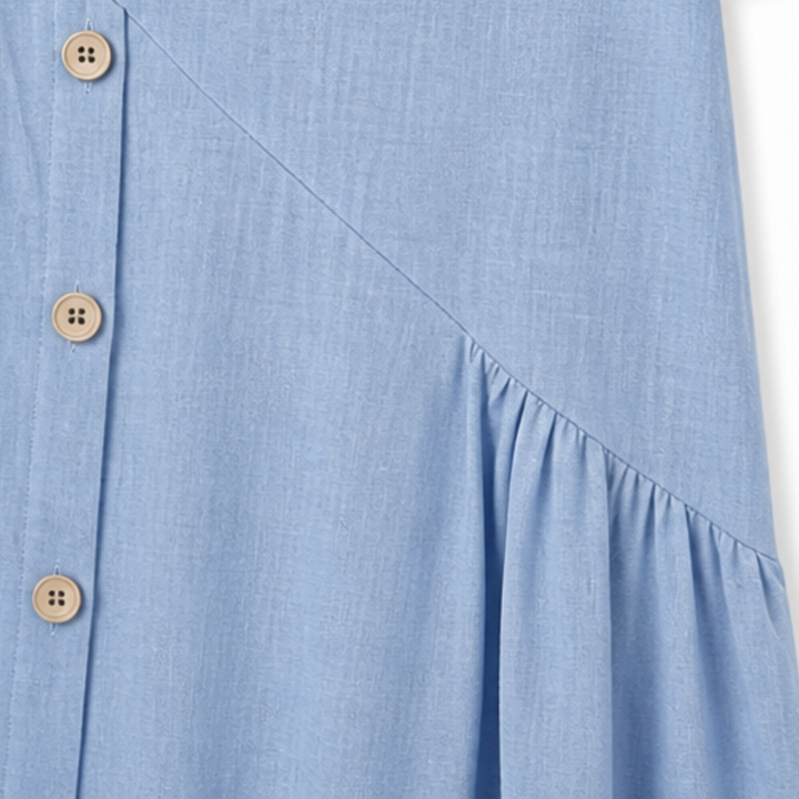 Lyla | Graceful Asymmetric Button Midi Linen Dress
