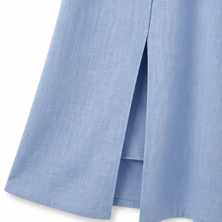 Lyla | Graceful Asymmetric Button Midi Linen Dress