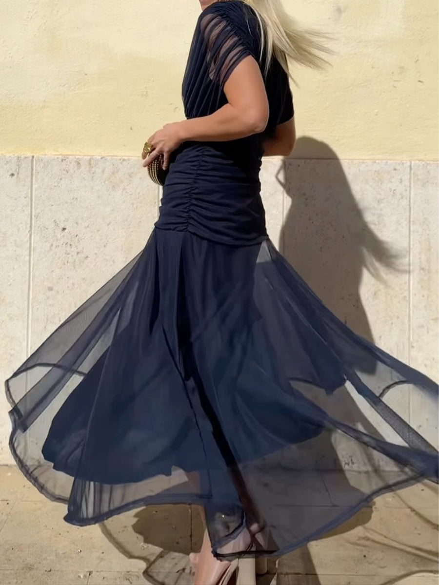 Lyla | Stylish Ruched V-Neck Midi Party Dress