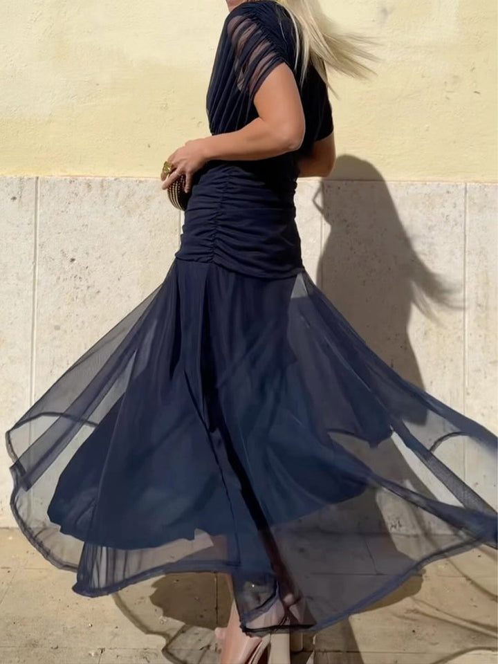 Lyla | Stylish Ruched V-Neck Midi Party Dress