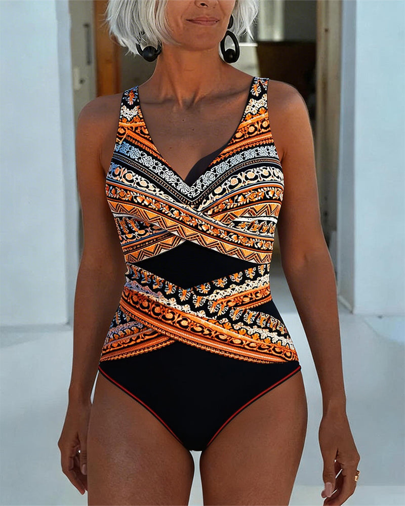 Lyla | Stylish Wrap Front Printed One Piece Swimsuit