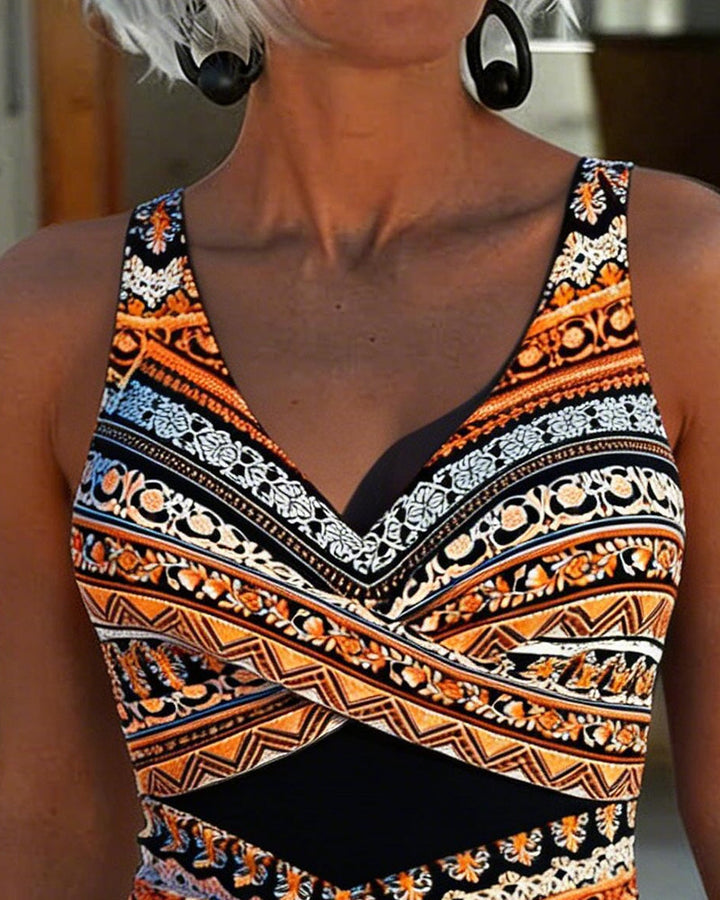Lyla | Stylish Wrap Front Printed One Piece Swimsuit