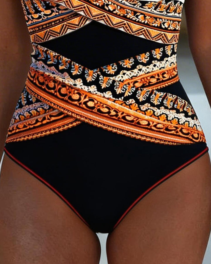 Lyla | Stylish Wrap Front Printed One Piece Swimsuit