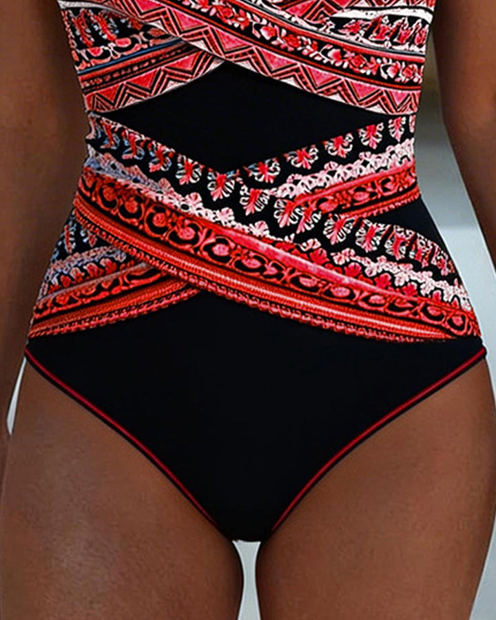 Lyla | Stylish Wrap Front Printed One Piece Swimsuit