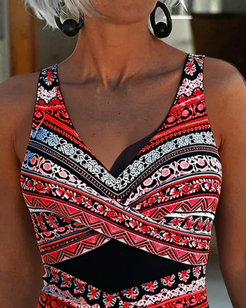 Lyla | Stylish Wrap Front Printed One Piece Swimsuit