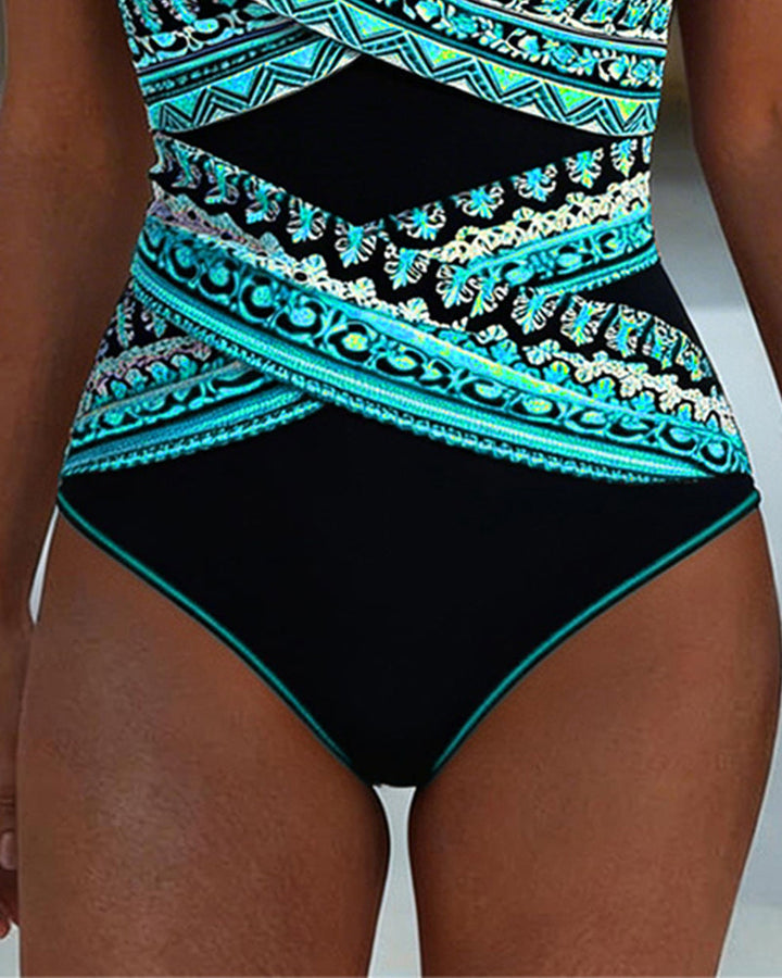 Lyla | Stylish Wrap Front Printed One Piece Swimsuit